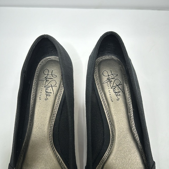 Life Stride Lioness Black Peep Toe Espadrille Wedges Heels Women’s Comfort Shoes - Picture 5 of 13